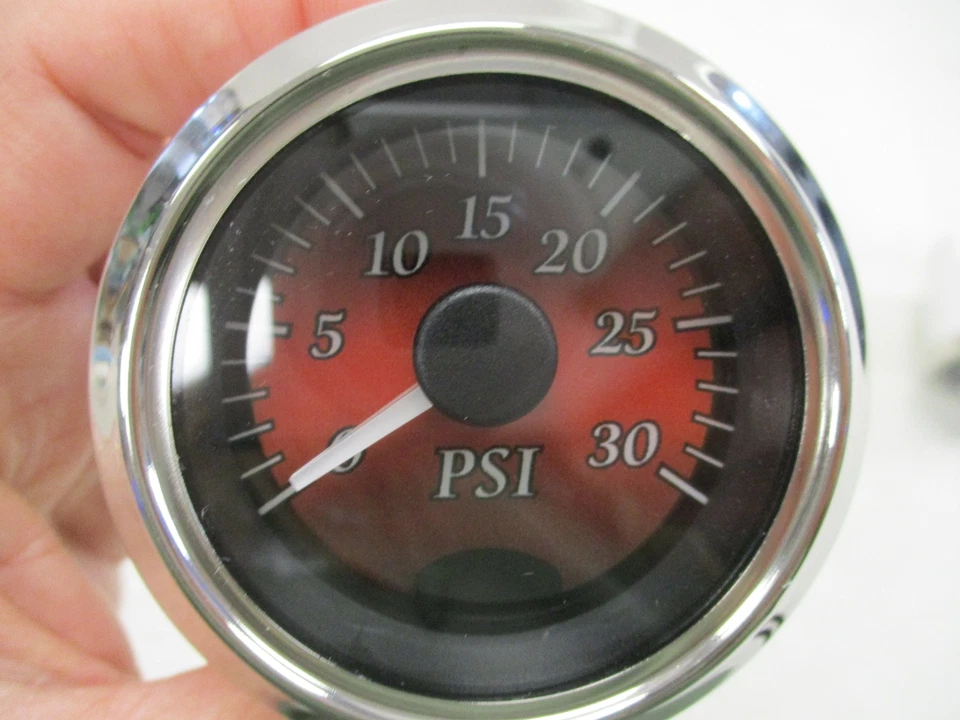 BEEDE NEXSYSLINK PSI / TRIM / VOLT GAUGE (SET OF 3) RED FACE / SILVER BEZEL BOAT - Image 2 of 4