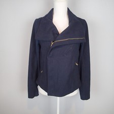 Francesca's navy blue jacket zip sz m blazer  t5