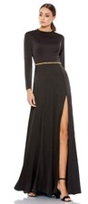 Mac Duggal 26524 Embellished Cutout Back High Slit Dress NWT size 8 Black