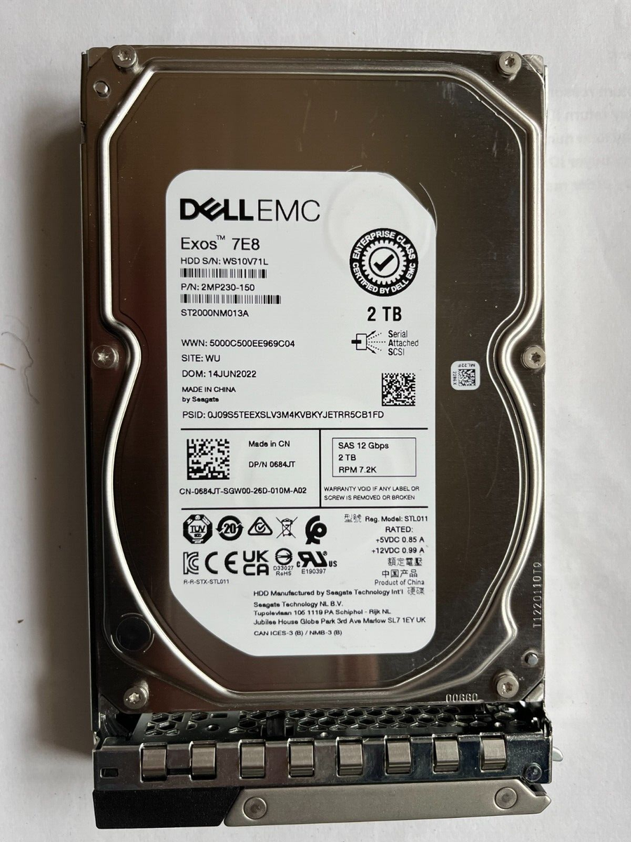 684JT DELL SEAGATE ST2000NM013A 2TB 7.2K SAS 3.5