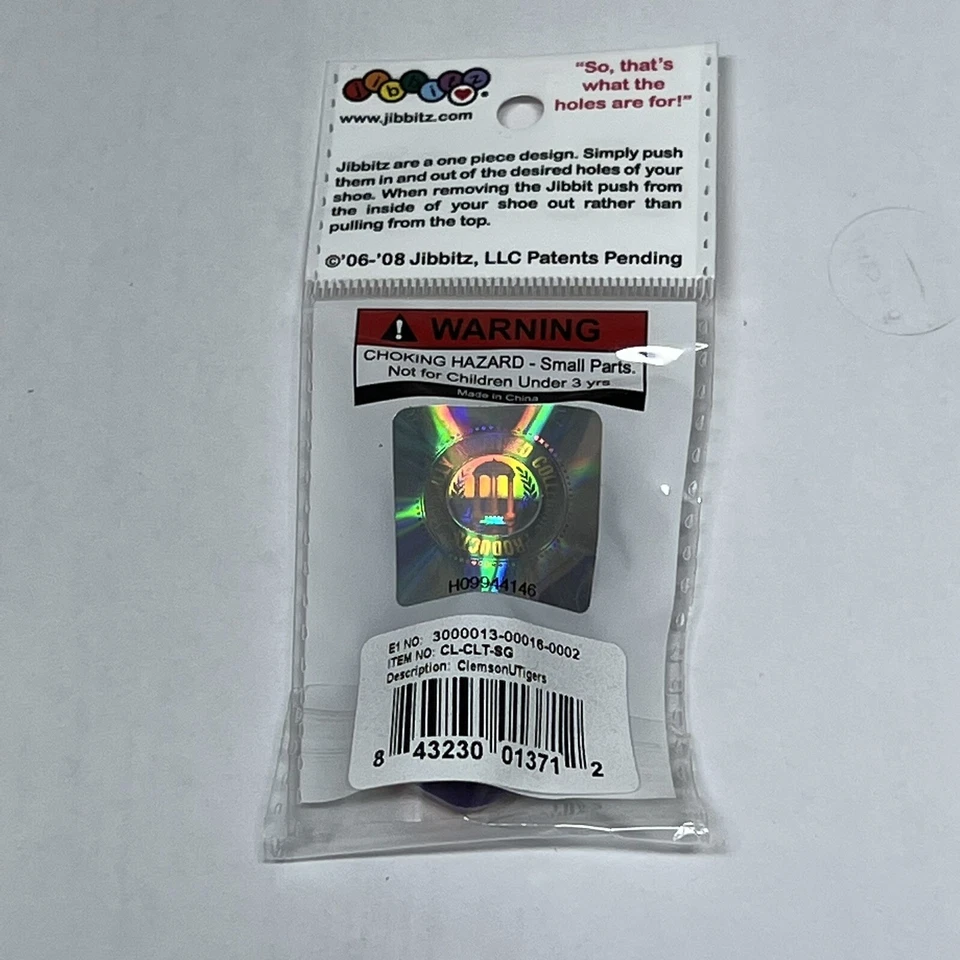 Dijes para zapatos CROCS Jibbitz Clemson Tigers - Paquete de 2 con licencia oficial de la NCAA - NUEVO Foto 3 de 4