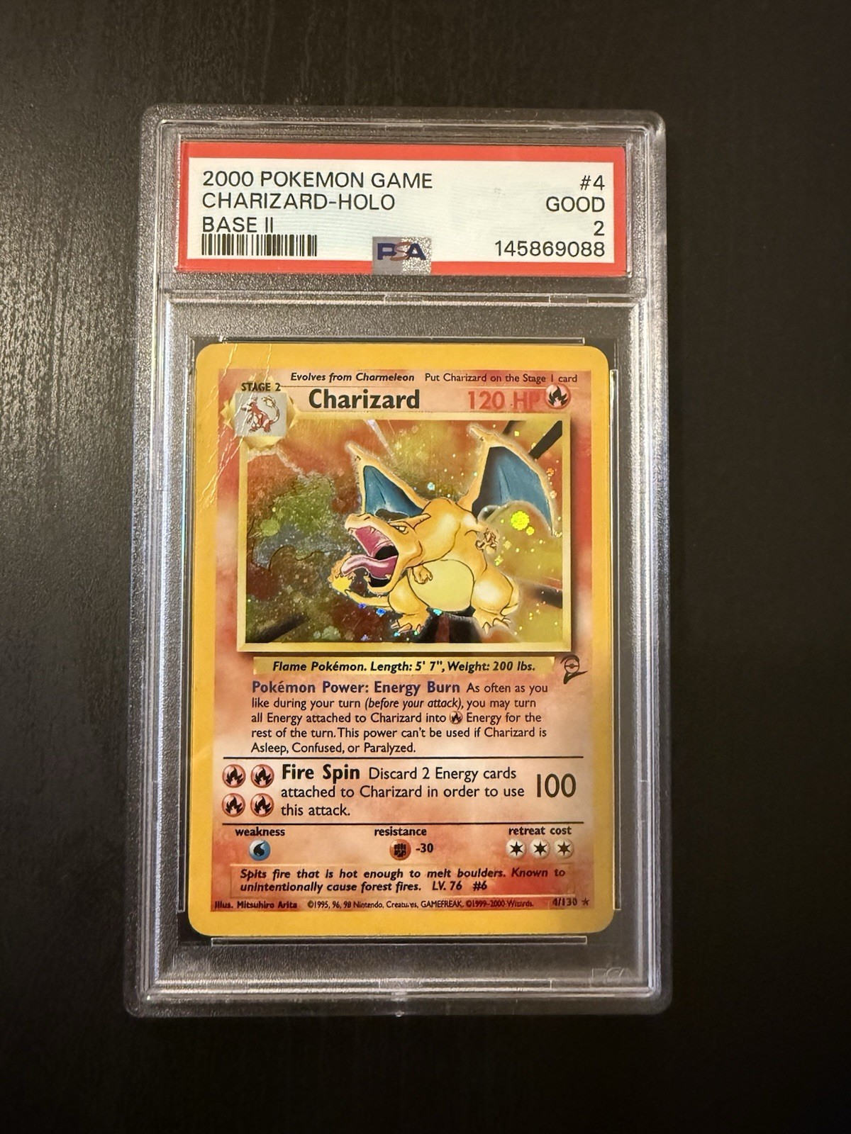 Pokémon TCG Base Set 2 Charizard 4/130 Holo Rare PSA 2