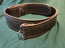 USA Kilts Men s Brown Celtic Knotwork Embossed Adjustable Belt XL 32"-46" Waist