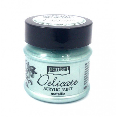 PENTART - Acryl-Metallicfarbe - Delicate Acrylic Paint - grünes Silber 50 ml