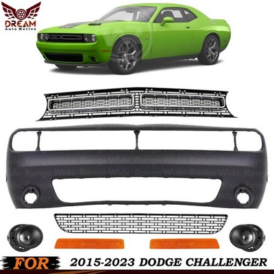Front Bumper Cover Fascia Paintable & Grille Kit For 2015-2023 Dodge Challenger