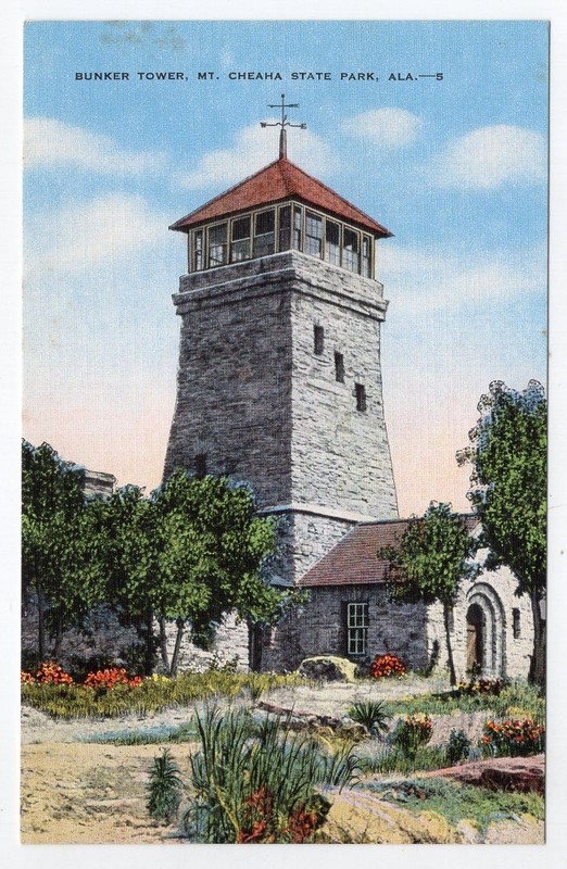 1940s? Linen - Bunker Tower, Mt Cheaha State Park in Alabama