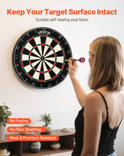 Dartboard with 6 Darts  Scoring Kit, Self-Healing Sisal Fibers Dartboard with