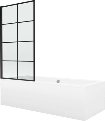 Mexen Cube Rechteckbadewanne 180x80 cm mit Duschabtrennung, Schwarz Design