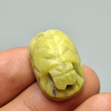 Wonderful Old Egyptian Jasper Stone Intaglio Scarab Seal stamp Bead Amulet 