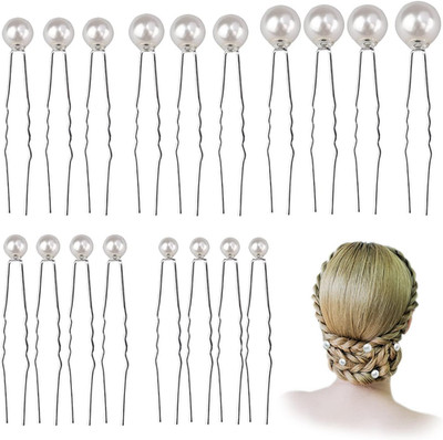 18 Stück Haare mit U-Form Perlen, Brautperle Haarspange, Haarstangen