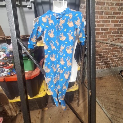 2 Carter's Blue Monkey Print Kids Pajamas #356