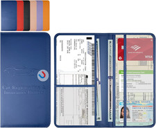 Blue Car Registration and Insurance Card Holder Paper Glove Box Organizer
