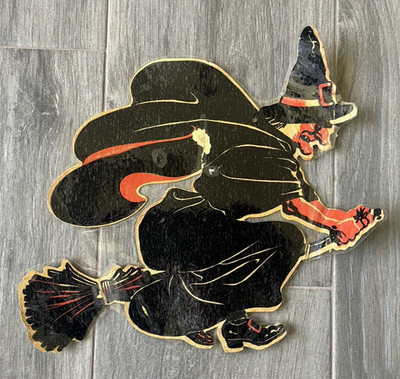 Vintage American Merri-Lei Halloween Witch Halloween Die Cut Decoration 10''