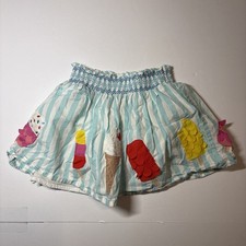 Mini Boden Girls Ice Cream Applique Smocked Skirt 3-4Y Summer Novelty