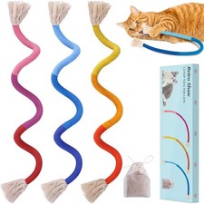 Cat Chew Toys Ropes 3Pcs with Natural Catnip  Silvervine, Cat Nip String Toy...