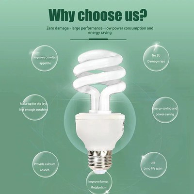 13W 26W UVB 5.0 10.0 Reptile Lamp Energy Saving UV Basking Light for Terrarium