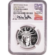 2015-W $100 Platinum American Eagle 1oz NGC PF70 UCAM Early Releases Mike Castle 4850.00 per troy oz