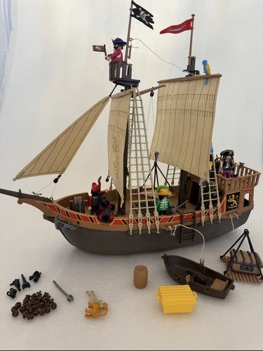 Rare Vintage PLAYMOBIL 3053 Pirate Ship Boat 99% Complete