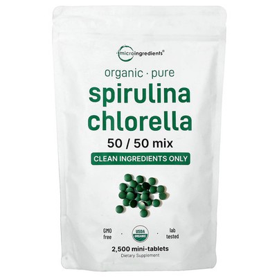 Organic Spirulina Chlorella, 2,500 Mini Tablets