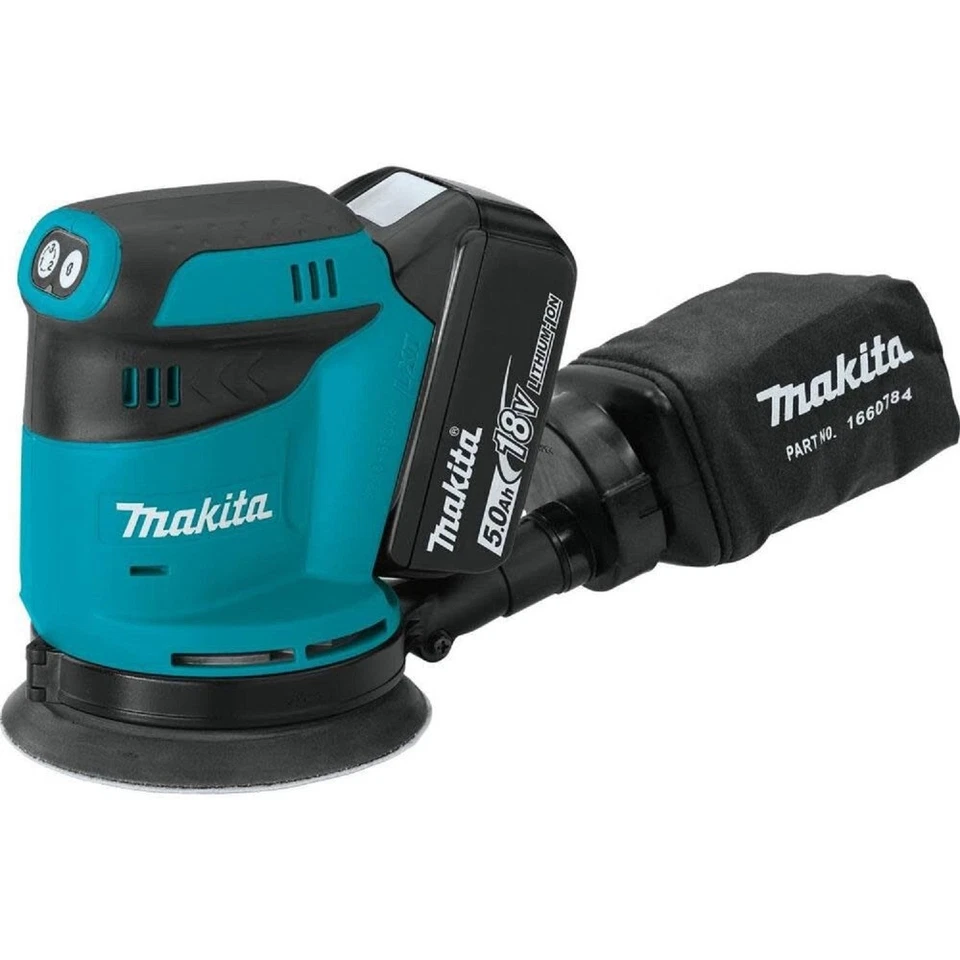 Makita XOB01-R 18V LXT 5 pulgadas Lijadora orbital aleatoria KT (3 Ah) certificada restaurada Foto 2 de 4