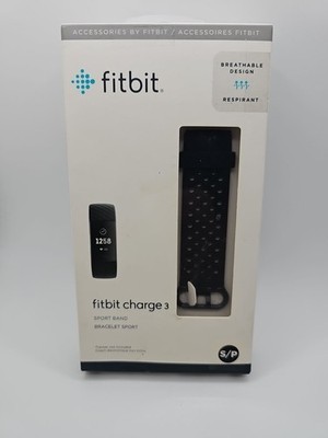 NEW Fitbit Charge 3 4 S/P Sport Band Breathable (Black) GENUINE in box