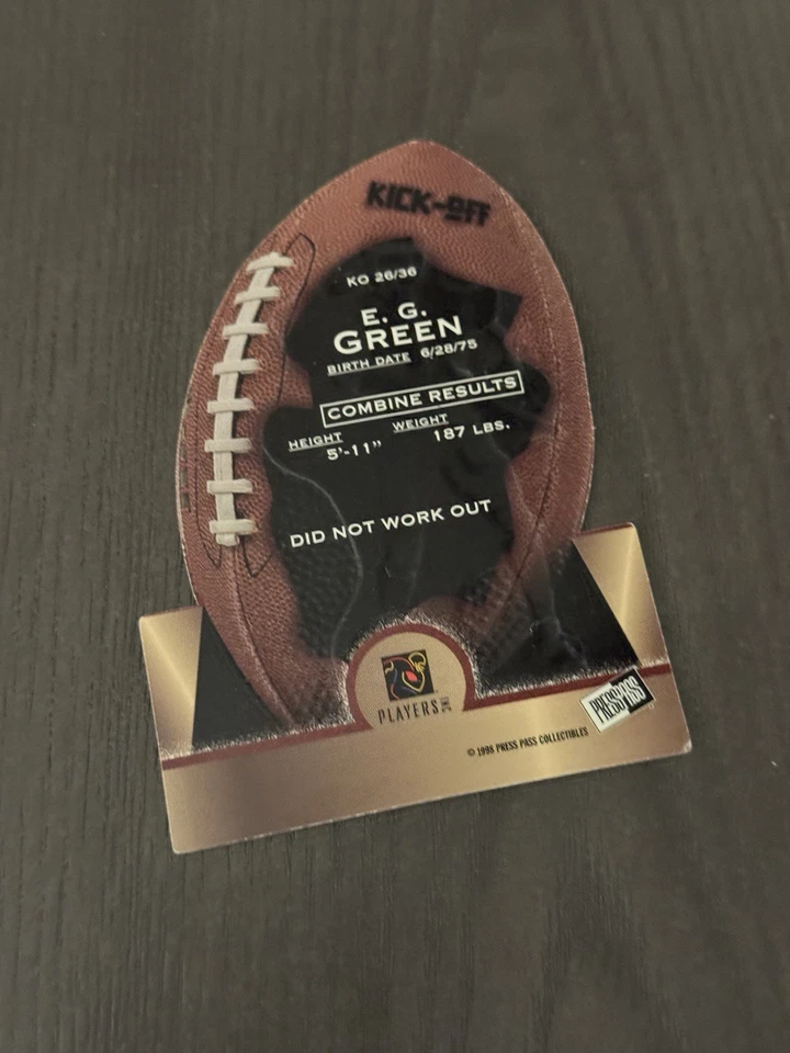 1998 Press Pass Kick-Off #KO26 EG E.G. GREEN Rookie RC Auto HAND SIGNED - Image 2 of 2