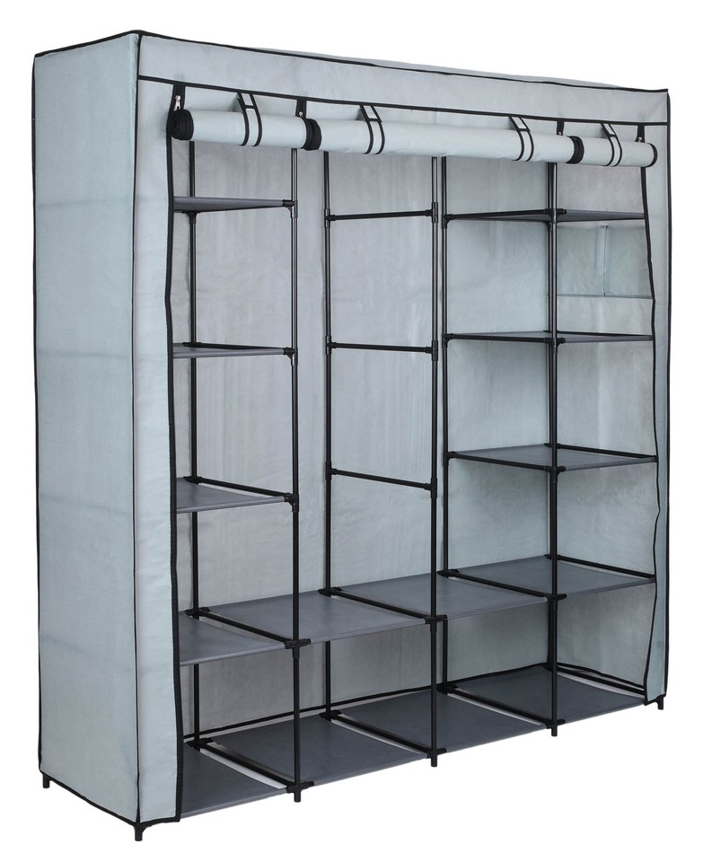 Armoire textile grise Olena avec étagères