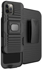 Black Rugged Grip Case with Ring Stand and Belt Clip for Apple iPhone 12 Pro Max