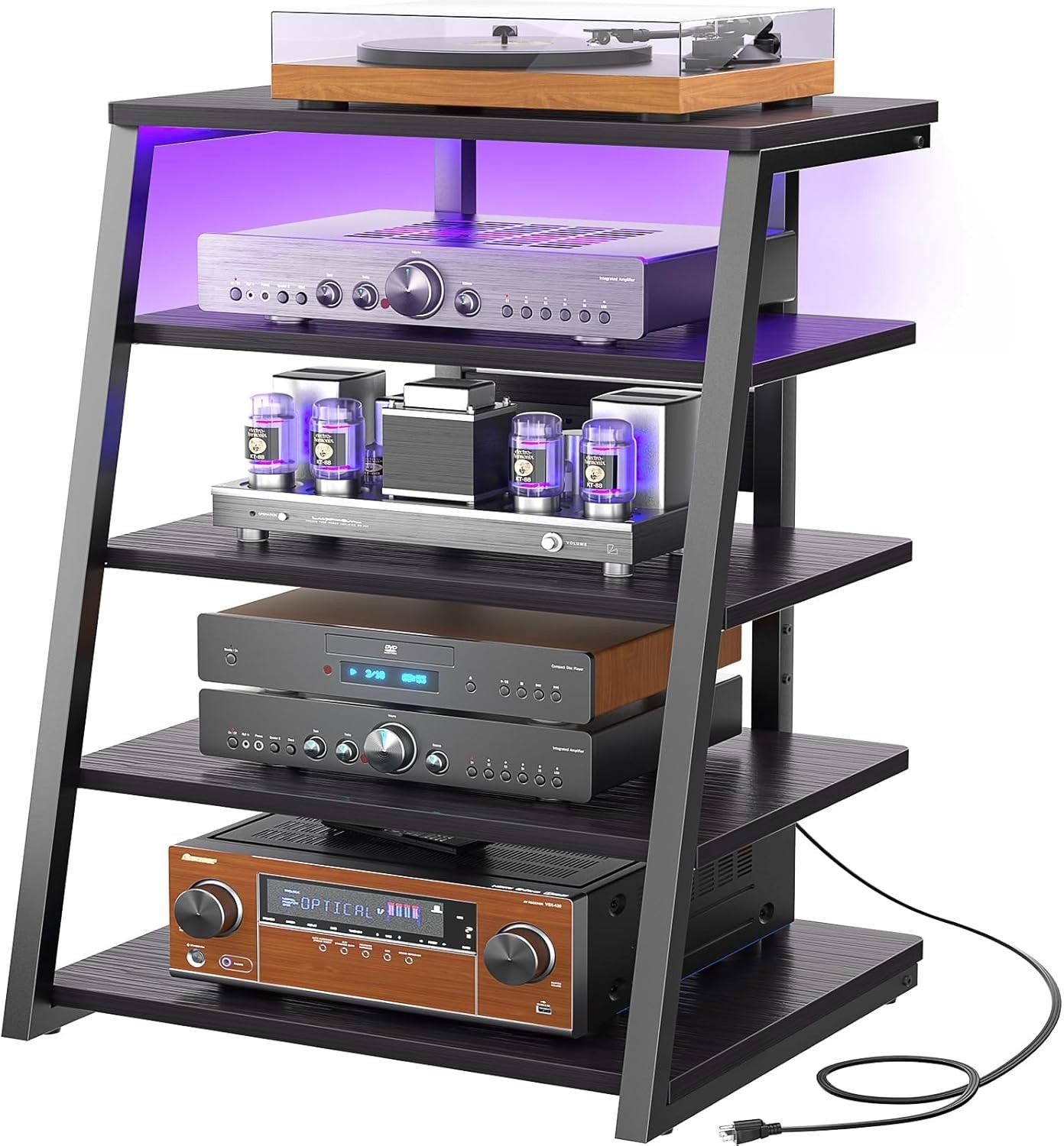 With Power Strips, Media Console With Led Lights, Audio...