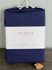 TED BAKER London 400 Thread Count 100% Cotton 4PC King Sheet Set Navy Blue New!