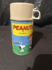 1950-59’ Metal Thermos Bottle/ Peanuts Characters By Charles Schulz