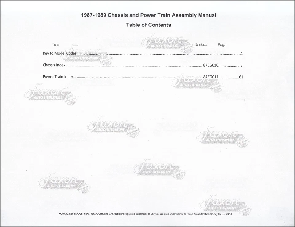 Dodge Chasis 1987 1988 montaje de fábrica manual Shelby Daytona Shadow 600 Lancer Foto 3 de 4