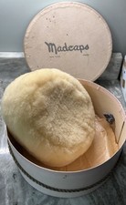 Madcaps NY/Paris Vintage White/Tan Wool Pillbox Style Hat In Original Box