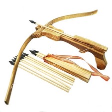 Adventure Awaits - Handmade Wood Toy Crossbow Set - 10 Wood Arrows and a Qui...