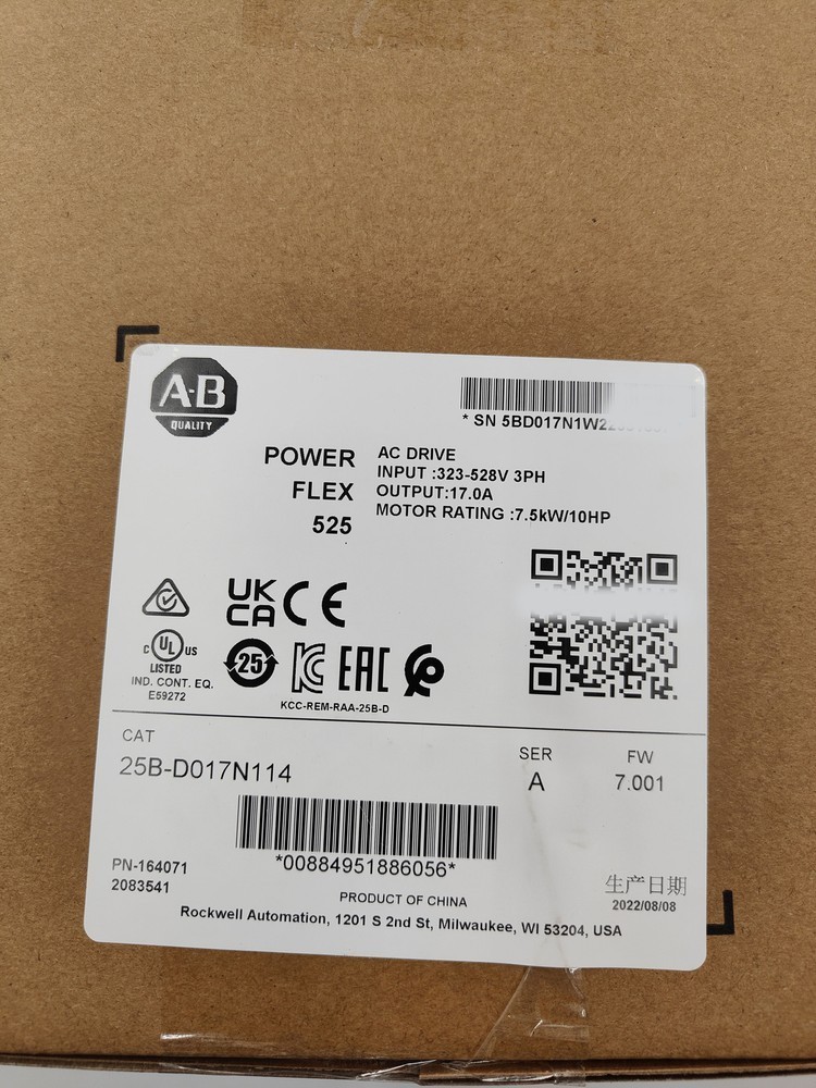 Allen-Bradley 25B-D017N114 PowerFlex 525 7.5kW/10HP Factory Sealed US ...