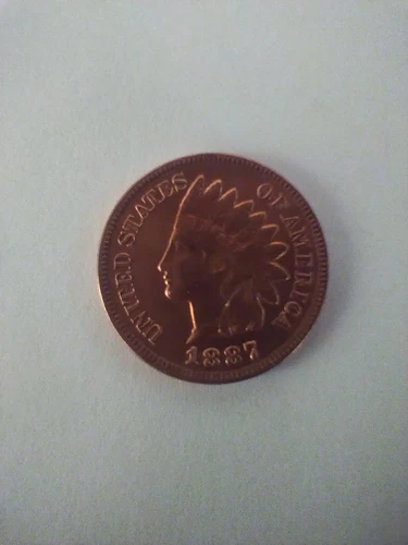 1887 Indian Head Penny Cent ~ Gem BU (red) ~ Near Four Diamonds!