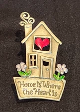 Vintage JJ Jonette "Home Is Where The Heart Is"  Cat Brooch Pin