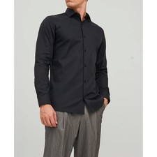 Kenneth Cole Reaction Black Long Sleeve Slim Fit Stretch Shirt Large Sz 16 32/33