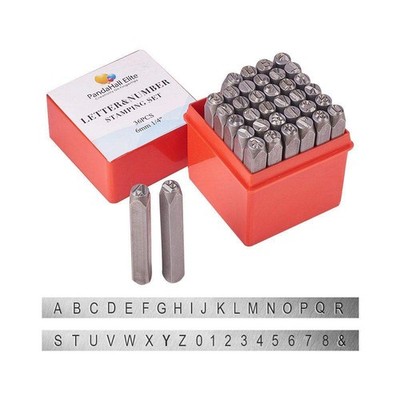 PH PandaHall 36 Pcs Letter and Number Metal Stamp Set, 1/4 inch 6mm Alphabet .