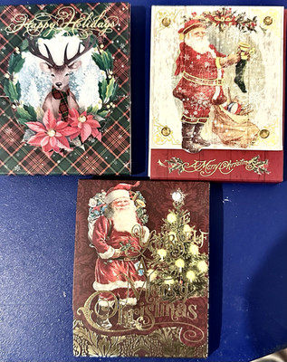 3 Punch Studio Christmas Jeweled Notepads 75 Sheets Pocket/Purse 3x4 Inch New!