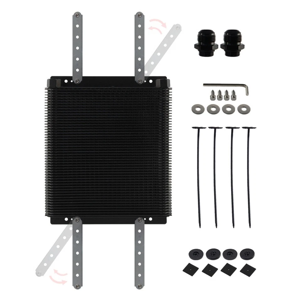 Universal 48 Row 96 Plate Transmission Oil Cooler w/ AN12 Fitings For Caddy Mk1 - Image 2 of 4
