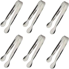 Sunenlyst 6PCS 4.25" Stainless Steel Mini Ice Sugar Tongs for Appetizers