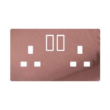 Chrome Rose Gold Effect UK Plug Socket Stickers Kids Bedroom Living Room Decor