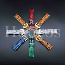 20-24 MM Leather Alligator Watch Band Strap Buckle Fits for Breitling Navitimer