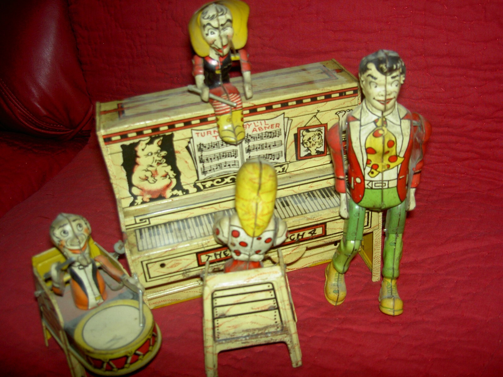 Antiguo Arte, único Mfg. Co. Abner Abner Dogpatch Vintage banda trabajo cuerda juguete de estaño Antiguo Arte, único Mfg. Co. Abner Abner Dogpatch Vintage banda trabajo cuerda juguete de estaño
