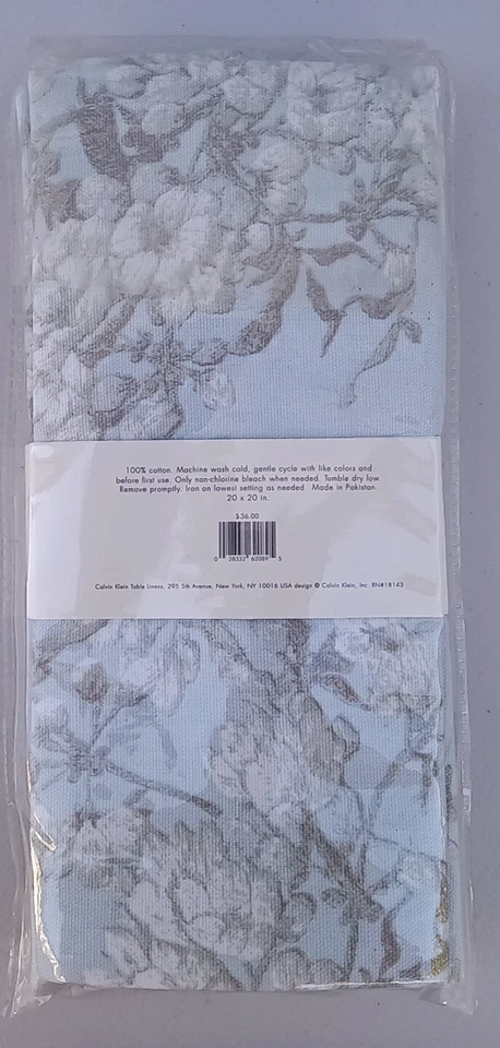 Juego de 4 servilletas de algodón Calvin Klein Wild Blossom nuevas en paquete 20" x 20" florales Foto 2 de 2