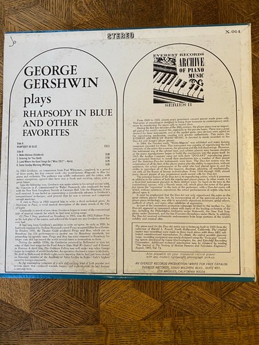 GEORGE GERSHWIN - Plays Rhapsody in Blue & Other Favorites ~ EVEREST 914 - NICE - Foto 2 di 5
