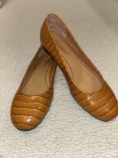 Vionic Hannah Brown Croc Embossed Ballet Flat Sz 5 LN 