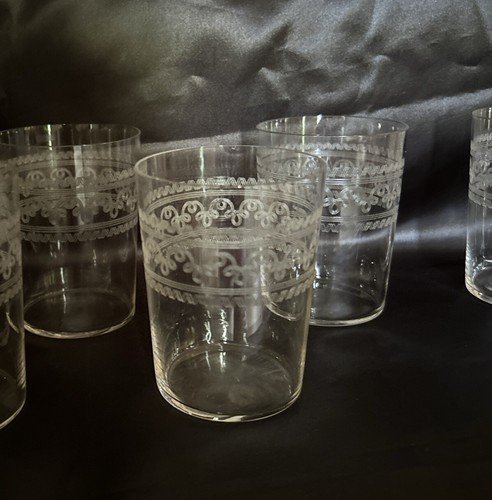 ANTIQUE 1900s FOSTORIA NEEDLE ETCHED GLASSES SET OF 11 STUNNING EUC MANGANESE - Picture 10 of 15