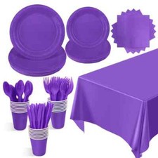 Purple Party Tableware Disposable Dinnerware Paper Plate Birthday Party Supplies